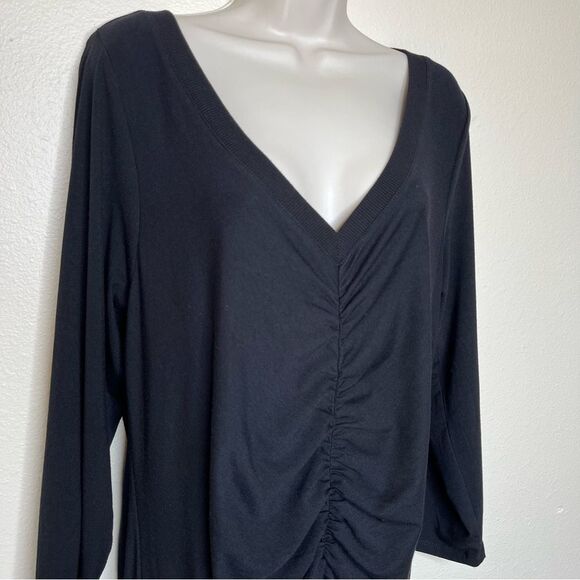 NWT Torrid Jersey Bodycon Black Dress V Neck Ruched Seaming Long Sleeve Women 2X - Picture 4 of 16